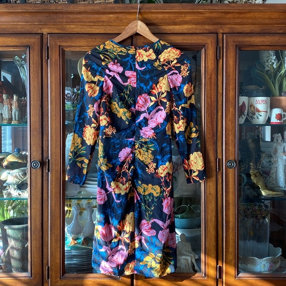 Whistles Silk Blend Long Sleeve Ruched Floral Dress - Picture 5 of 15